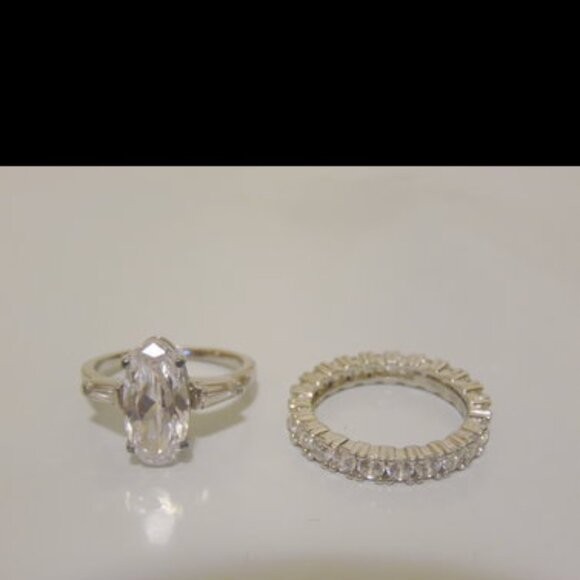 Radiance by Absolute Oval Baguette Accent Engagement & Band Ring Size 8 - Picture 7 of 8